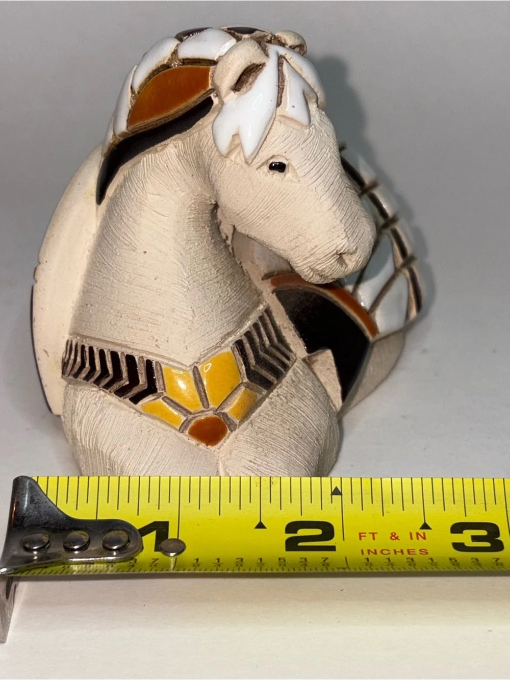 Vintage Artesania Rinconada Pegasus Winged Horse Clay and Tile Figurine Sitting